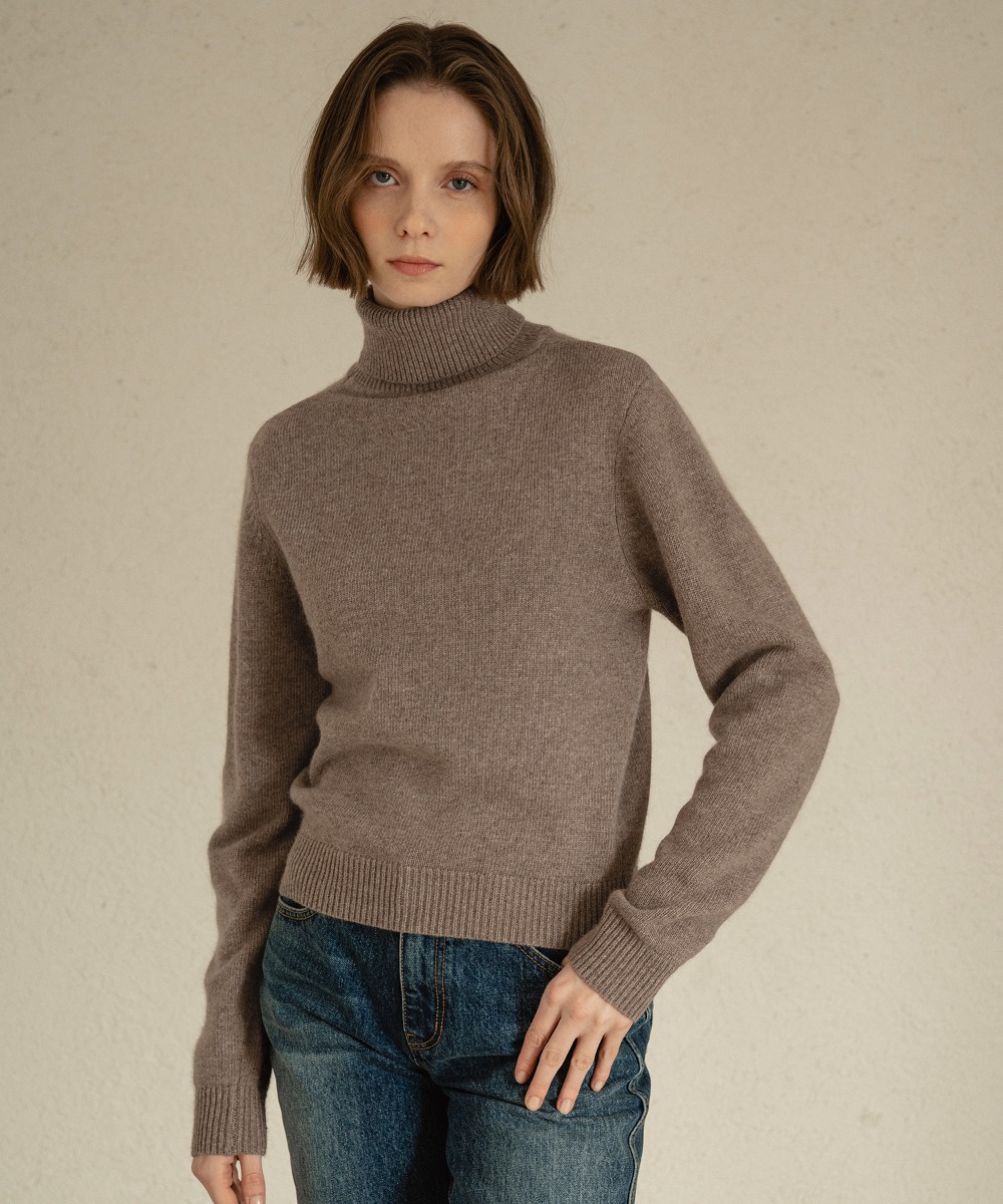 KN4215 Ranma cashmere turtleneck knit_Grayish brown