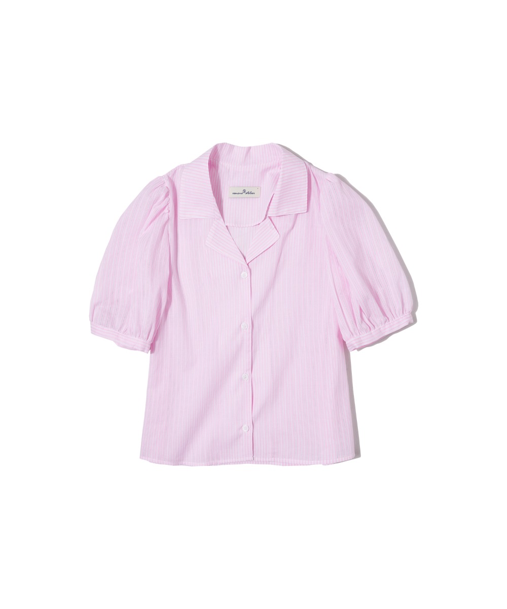 A3416 Princess hole shirt_Pink stripe